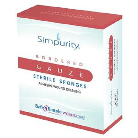 Safe n' Simple Simpurity Bordered Gauze Sponge, Sterile, 6" x 6.75" - 30 Per Box