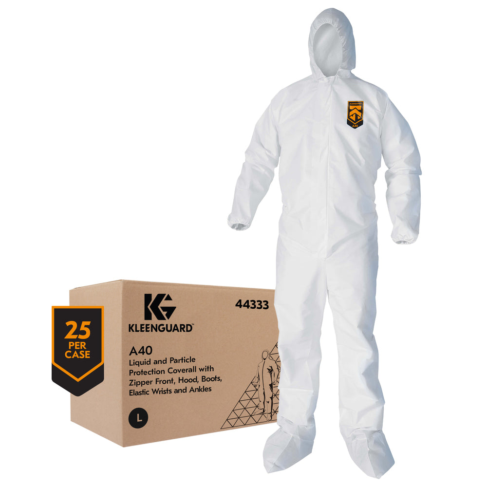 Kimberly-Clark Corporation KLEENGUARD A40 Liquid / Particle Protection Coveralls - Kleenguard A40 Coveralls, Hood, Boot, Size L - 44333