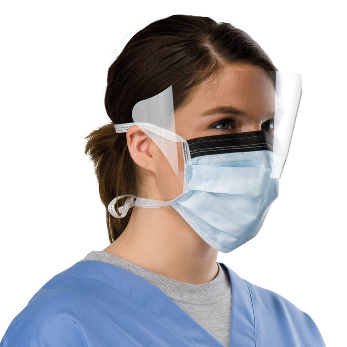 Key Klear Vision Mask w/Shield - Klear Vision Surgical Face Mask with Eyeshield, Blue - 4514