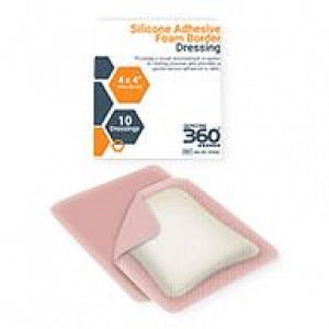 Gemco Gemcore360° Silicone Foam Dressing - Silicone Foam Dressing, Border, 4" x 4" - AM-WC-SFB44