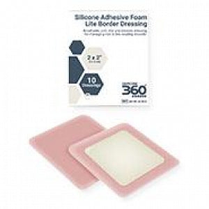 Gemco Gemcore360° Silicone Lite Foam Dressing - Silicone Lite Foam Dressing, Border, 2" x 2" - AM-WC-SLFB22