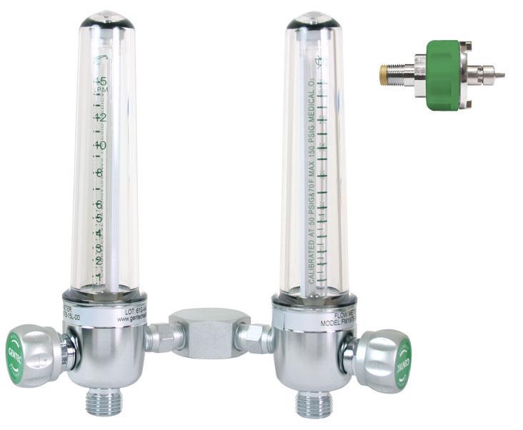 Aluminum Dual Oxygen Flowmeters