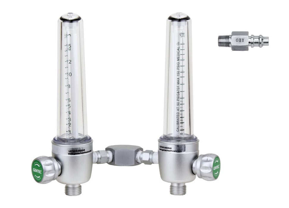 Aluminum Dual Oxygen Flowmeters