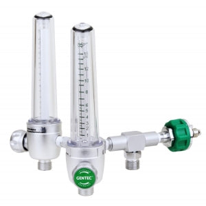 Genstar Technologies Aluminum Dual Oxygen Flowmeters - Aluminum Dual Oxygen Flowmeter, 0-15 LPM, with Power Take Off, Ohmeda Adapter - FMD197A-15L-OHP