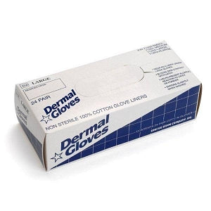 George Glove Company 100% Cotton Dermal Gloves - Dermal Gloves, 100% Cotton, White, Size L - 71213