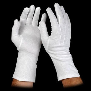 George Glove Co White Cotton Slip-On Gloves - White Cotton Glove, Slip-On, 12", Size L - 86095