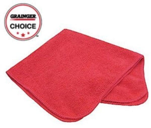 Tough Guy Medium-Duty Red Microfiber Cloths - Medium-Duty Microfiber Cloth, Red, 16" x 16" - 32UV13