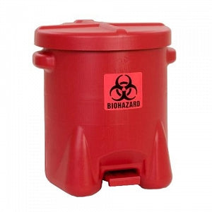 Eagle Mfg Biohazardous Waste Cans - Red Biohazard Waste Container, 10 gal. - 945BIO