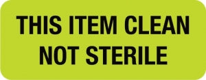 Centurion Centurion Processing Department Tray Labels - Fluorescent Green This Item Clean Not Sterile Label - GL8359K1