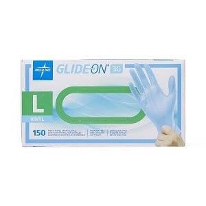 Medline Glide-On 3G Vinyl Exam Gloves - Glide-On 3G Stretch Vinyl Exam Gloves, Powder-Free, Size L - GLIDE713