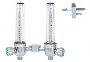 Genstar Technologies Aluminum Dual Oxygen Flowmeters - Brass Dual Oxygen Flowmeter, 0-15 LPM, with T-Bar, Puritan Bennett Adapter - FMD197B-15LT-PB