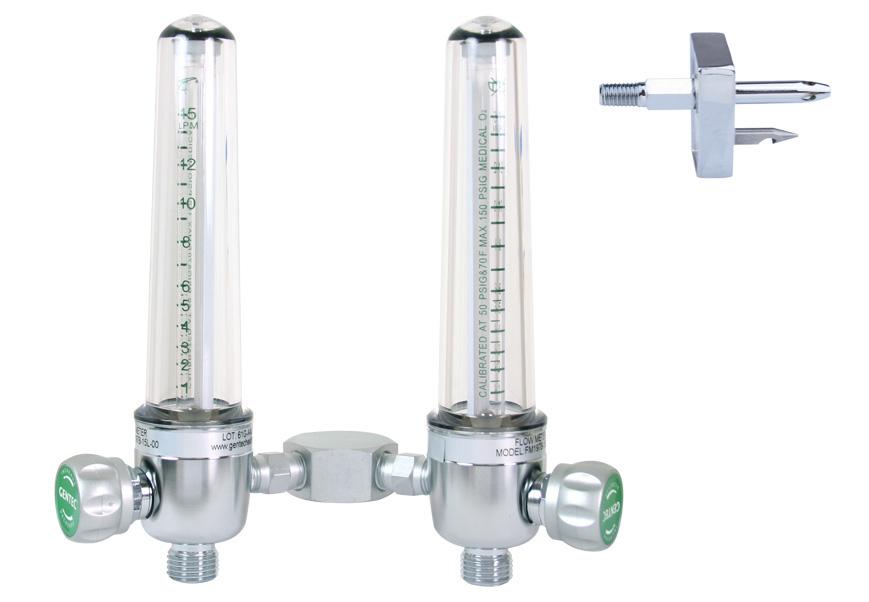 Aluminum Dual Oxygen Flowmeters