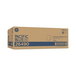 Georgia Pacific Pacific Blue Ultra Paper Towels - Pacific Blue Ultra Paper Towels, White, 8" x 1, 150' Roll - 26490