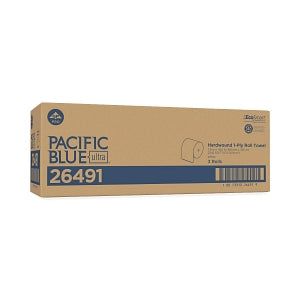 Georgia Pacific Pacific Blue Ultra Paper Towels - Pacific Blue Ultra Paper Towels, White, 8" x 1, 150' Roll - 26491