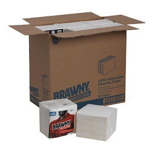 Georgia Pacific LLC Brawny Professional A300 Disposable Cleaning Towels - Brawny Industrial Lightweight 1/4-Fold Wipers, 50-Count - 28611