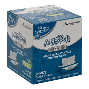 Georgia Pacific Angel Soft Ultrasoft Facial Tissues - Angel Soft Ultra 2-Ply Facial Tissues in Flat Box, 125 Sheets - 4836014