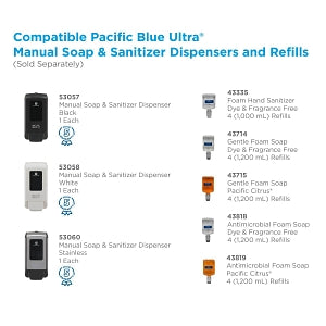 GP PRO Pacific Blue Ultra Wall-Mounted Manual Soap Dispenser - Pacific Blue Ultra Manual Soap Dispenser, Black - 53057