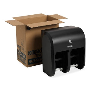 Georgia Pacific Coreless 4-Roll Toilet Paper Dispensers - Compact Quad 4-Roll Vertical Tissue Dispenser, Black - 56744A