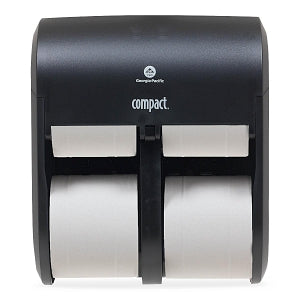 Georgia Pacific Coreless 4-Roll Toilet Paper Dispensers - Compact Quad 4-Roll Vertical Tissue Dispenser, Black - 56744A