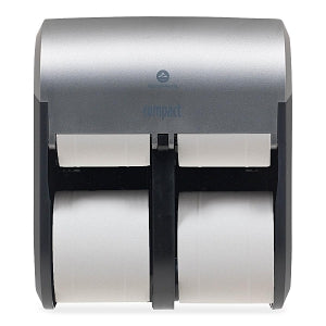 Georgia Pacific Coreless 4-Roll Toilet Paper Dispensers - Compact Quad 4-Roll Vertical Tissue Dispenser, Stainless Steel - 56746A