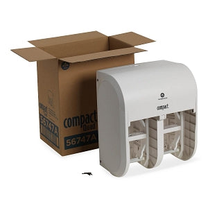 Georgia Pacific Coreless 4-Roll Toilet Paper Dispensers - Compact Quad 4-Roll Vertical Tissue Dispenser, White - 56747A