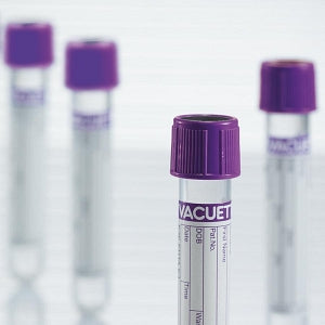 Greiner Bio One Vacuette K2 EDTA Blood Collection Tube - K2 EDTA Whole Blood Collection Tube, Lavender Cap, 13 mm x 75 mm, 3 mL - 454246