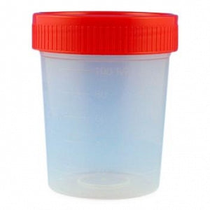 Globe Scientific Urine Specimen Containers with Screw Caps - CONTAINER, SPECIMEN, 4OZ, SCRW, RED, PP, NS - 5914