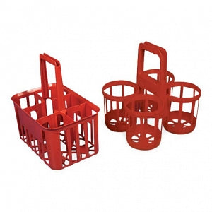 Globe Scientific Red HDPE Bottle Carriers - BOTTLE CARRIER, 6 PLACE, 95MM, HDPE, RED, EA - 600395