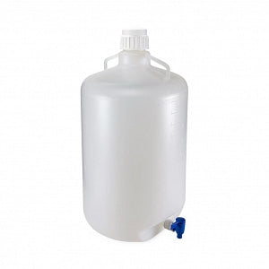 Globe Scientific Diamond RealSeal Round PP Carboys with Spigot - CARBOY W/SPIGOT & HANDLE, PP, GRD, AUTO, 50L - 7220050