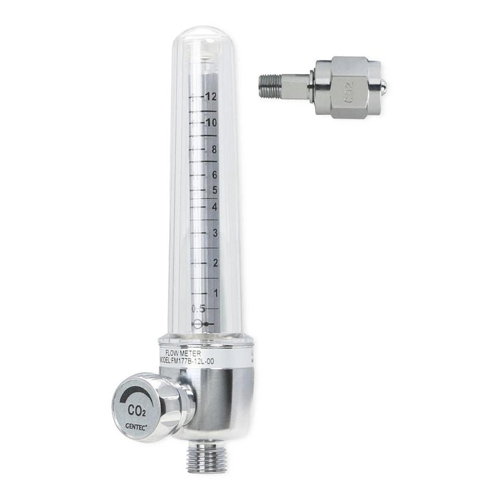 Genstar Technologies Aluminum Oxygen Flowmeters - CO2 Flowmeter, Aluminum, 12 LPM, Nut and Nipple Adapter - FM177B-12L