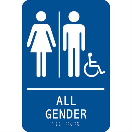 Restroom Sign with Braille All Gender - 3" x 6