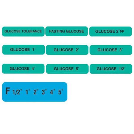 Glucose Tolerance Testing Labels Glucose 4 HR" - Green - 1.25"W x 0.3125"H