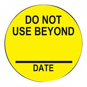 Health Care Logistics Do Not Use Beyond Labels - DO NOT USE BEYOND Labels with Blank Date, Yellow with Black Text - 18333