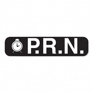 Health Care Logistics P. R.N. Labels - PRN Labels, Black with White Text, 1-5/8" x 3/8" - 2117