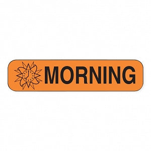 Healthcare Logistics Time of Day Labels - Time of Day Labels, Black Print, Orange Background, Morning - 2119