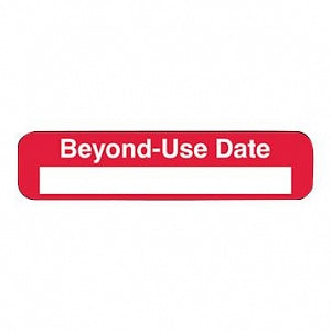 Health Care Logistics Beyond-Use Date Labels - Beyond-Use Date Labels with Blank Date, Red with White Text - 2472