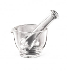 Health Care Logistics Mortar and Pestle Pill Crushers - SET, MORTAR & PESTLE, GLASS, CLEAR, 4 OZ - 3073