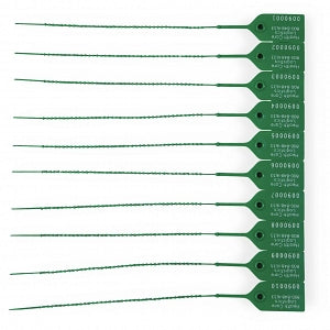 Health Care Logistics Pull-Tight Seals - Pull-Tight Seals, Consecutively Numbered, 9" with 7" Tail, Green - 7817