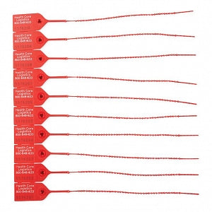 Health Care Logistics Pull-Tight Seals - Pull-Tight Seals, Consecutively Numbered, 9" with 7" Tail, Red - 7820