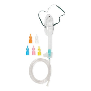 Medline Disposable Oxygen Masks with Standard Connector - Adult Venturi Mask with Nose Clip, Color Diluters, 7' Tubing and Standard Connectors - GC8029B