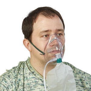 Medline Disposable Oxygen Masks with Standard Connector - High-Concentration Adult Mask with Reservoir Bag, 7' Tubing and Standard Connectors - HCS4610B