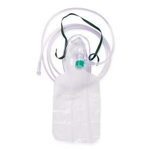 Medline Disposable Oxygen Masks with Standard Connector - Total Non-Rebreather Adult Mask with Reservoir Bag, Safety Vent, Check Valve, 7' Tubing and Standard Connectors - HCS4670B