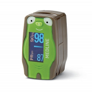 Medline Pediatric Finger Pulse Oximeter - Pediatric Frog-Shaped Finger Clip Pulse Oximeter with Lanyard - HCSM70P