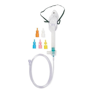 Medline Disposable Oxygen Masks with Universal Connector - Adult Venturi Mask with 6 Jets, 7' Tubing and Universal Connectors - HCSU120E