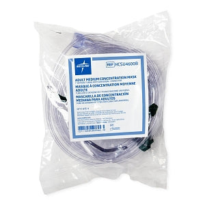 Medline Disposable Oxygen Masks with Universal Connector - Medium-Concentration Adult Mask with 7' Tubing and Universal Connectors - HCSU4600B