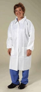 High Five Performance Microporous Lab Coat - Microporous Lab Coat with 2 Pockets and Traditional Collar, White, Size L - AL243