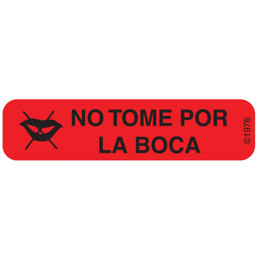 Label Paper Permanent No Tome Por La Boca 1 9/16" X 3/8" Red 500 Per Roll, 2 Rolls Per Box