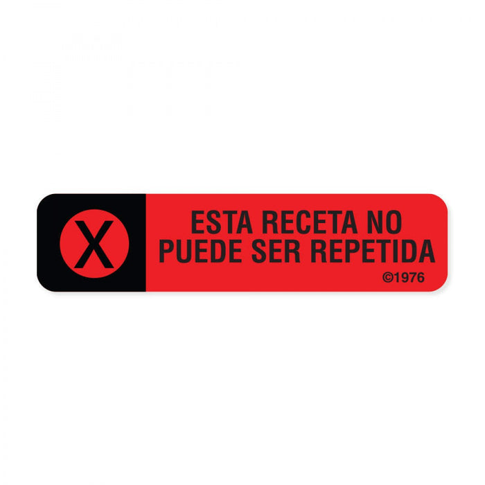 Label Paper Permanent Esta Receta No 1 9/16" X 3/8" Red 500 Per Roll, 2 Rolls Per Box