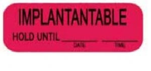 Healthmark Preprinted Message Labels - Implantable Black on Red Label - CSW-IMP