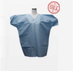 HPK Industries Short Sleeve Scrub Shirts - Single-Pocket Multilayer Fluid-Resistant Short Sleeve Scrub Top, Blue, Size L - 2482